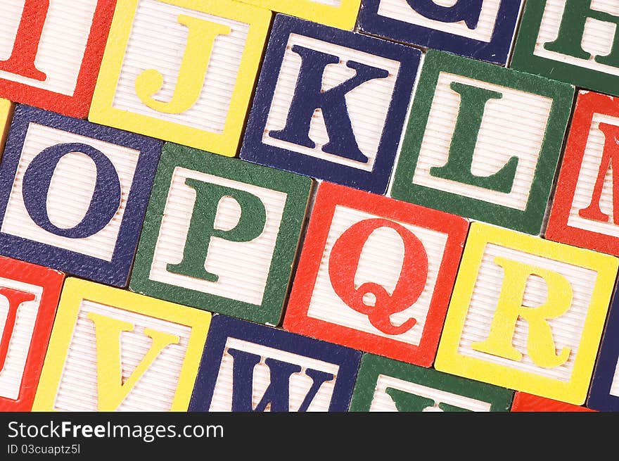 Cubes with letters close up