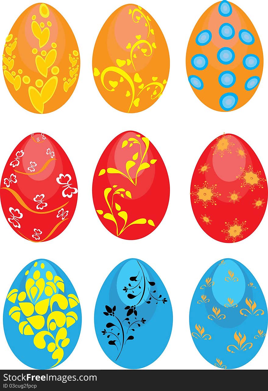 Set of Easter eggs on the isolated background