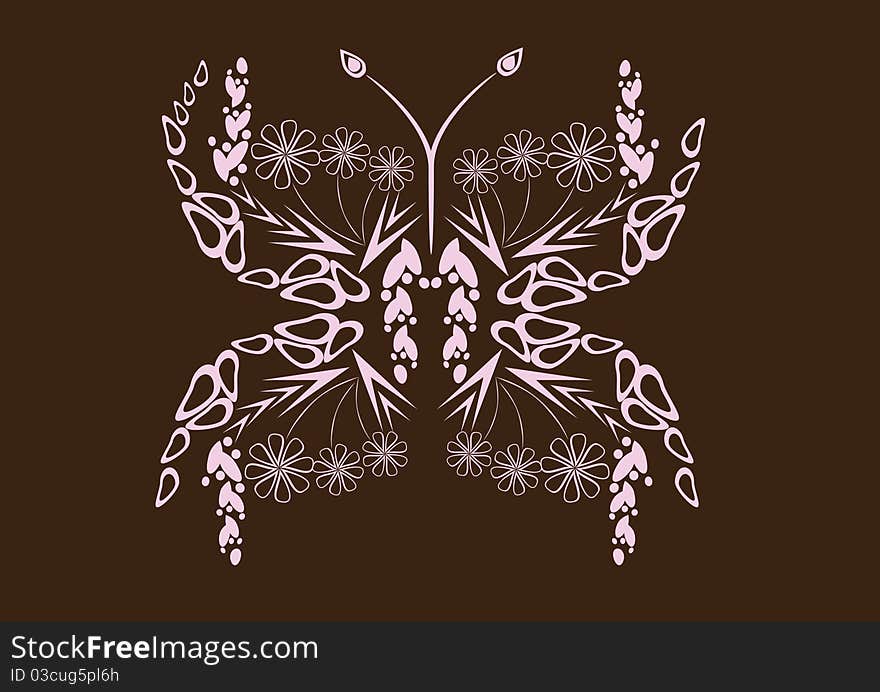 Butterfly on isolated background. Illustration