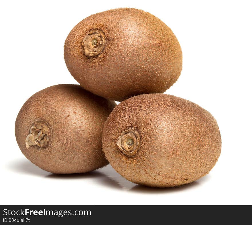 Kiwi fruit from low perspective isolated on white.