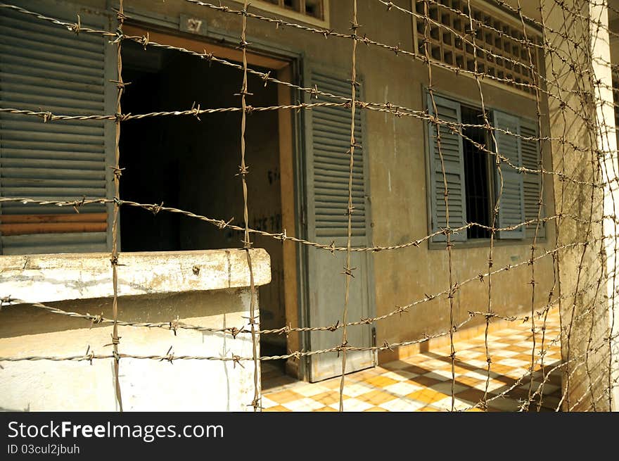 Suol sleng prison is a school used as prison and torture facility during the khmer rouge regime in Cambodia. At least 17000 people were tortured here and later put to death at Choeng Ek