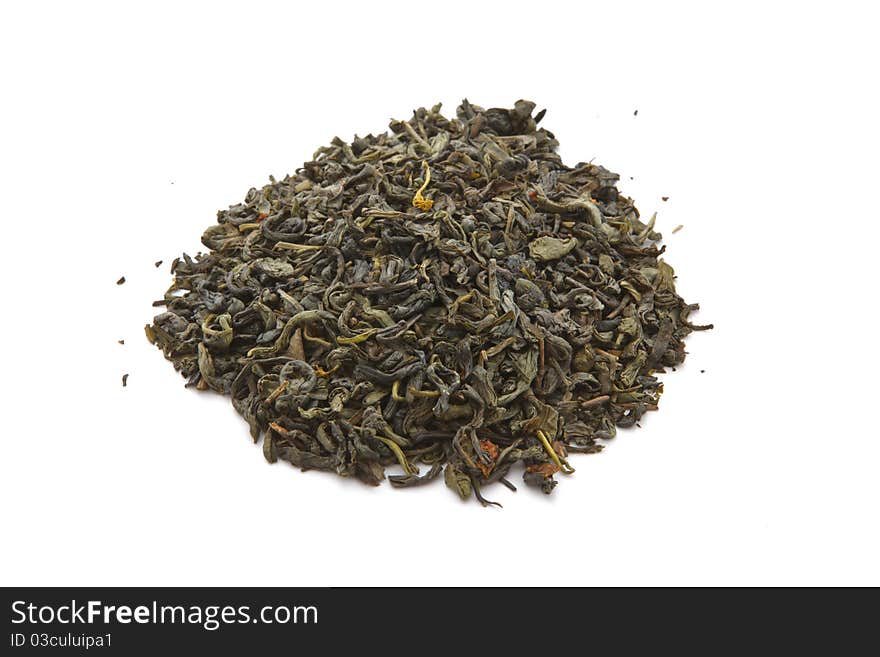 Green tea leaves isolated