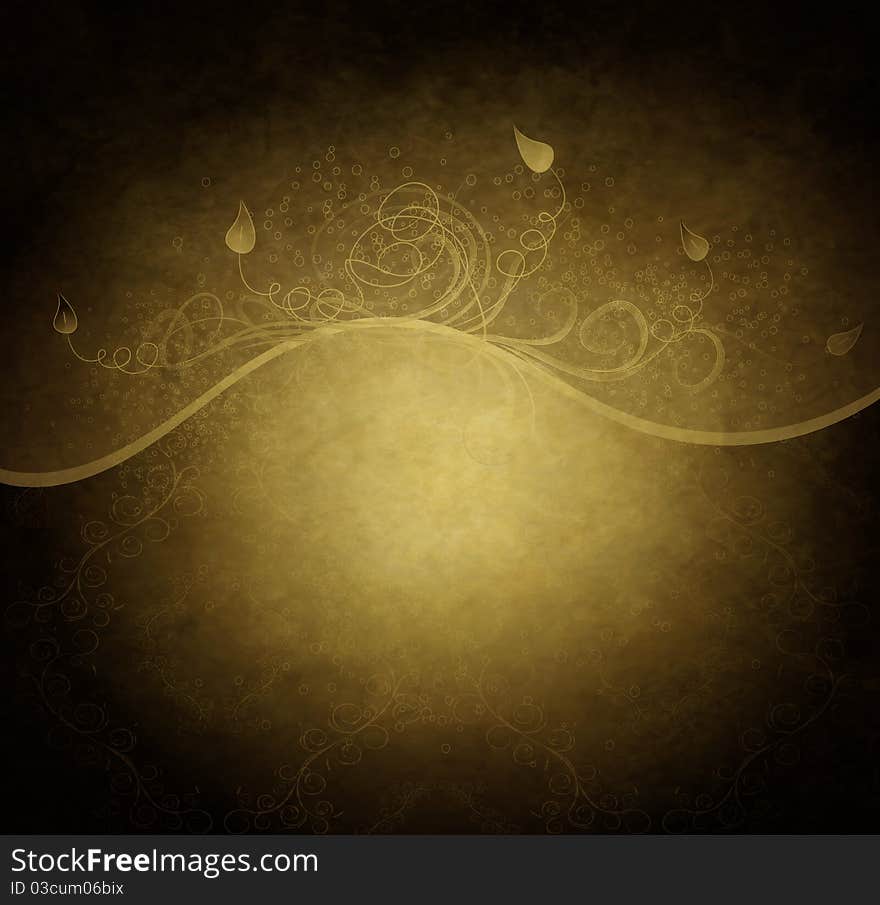 Grunge beauty floral design brown and golden background. Grunge beauty floral design brown and golden background