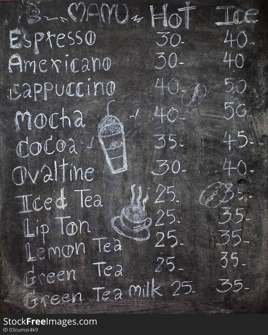 Menu in front of coffee