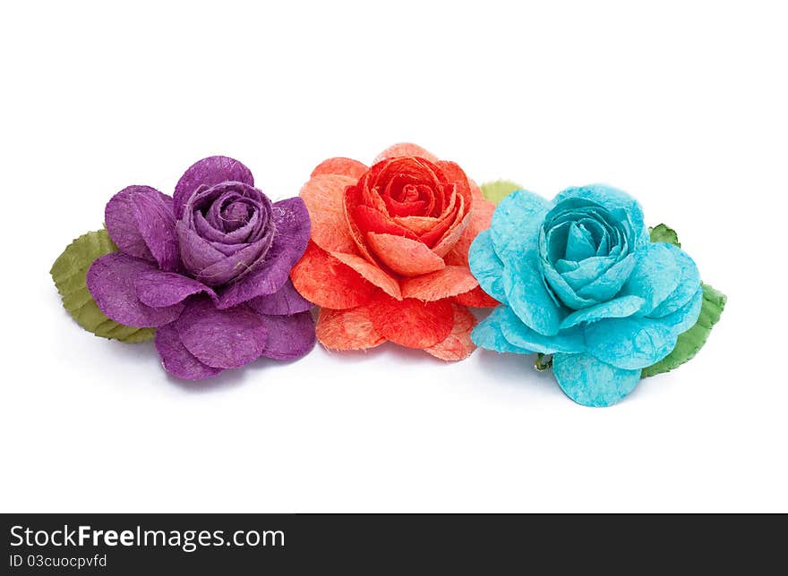 Paper rose on white background