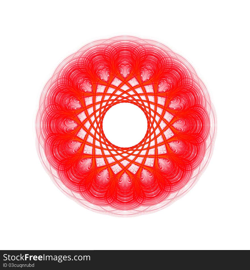 Red abstract tracery isolated on white background.