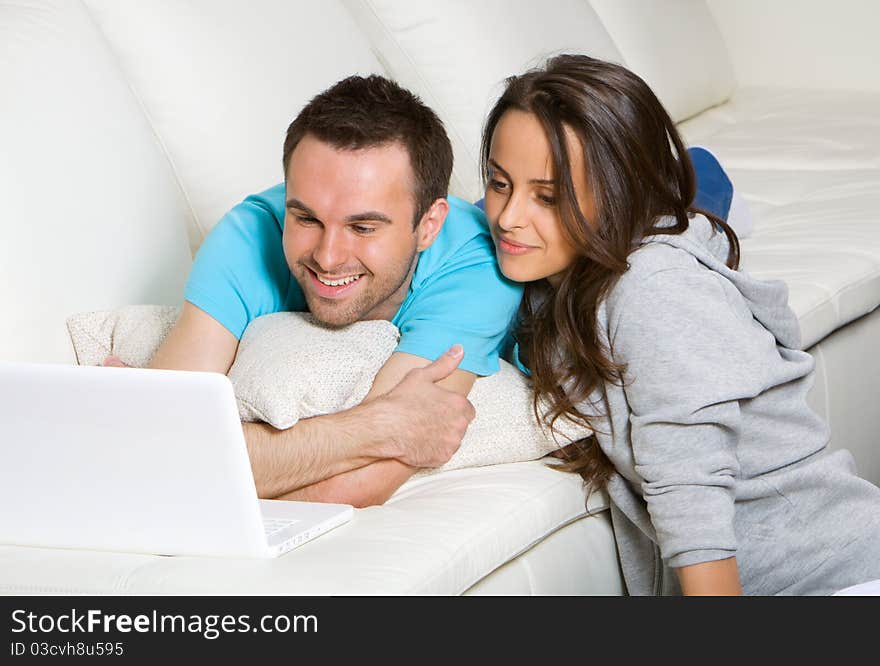 Couple with laptop