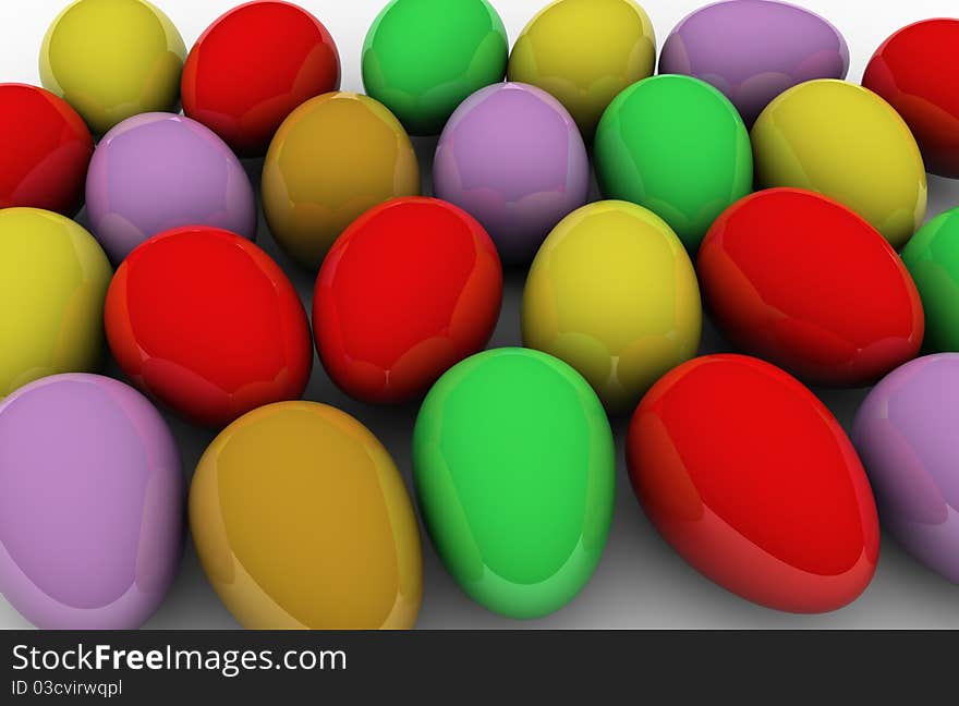 Heap of colorful Easter eggs close-up as background