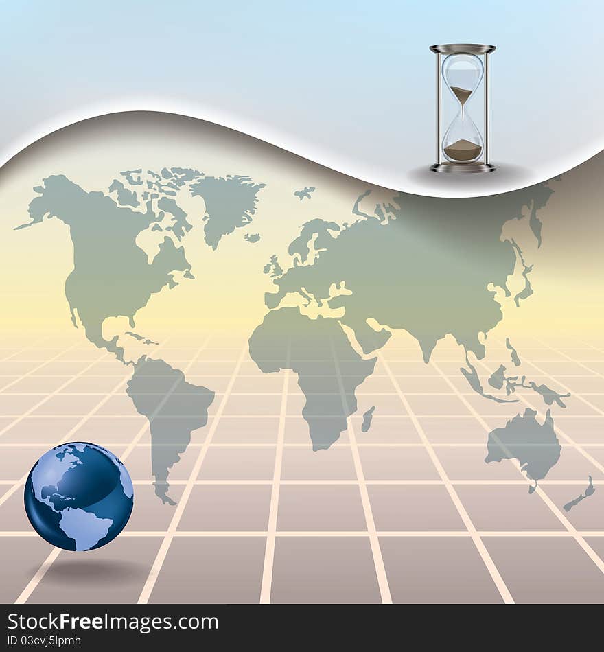 Abstract Illustration With Hourglass Earth Map