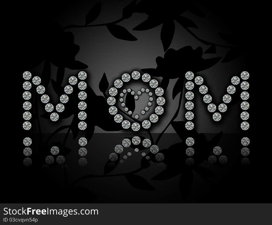 MOM illustration on black printed background. MOM illustration on black printed background