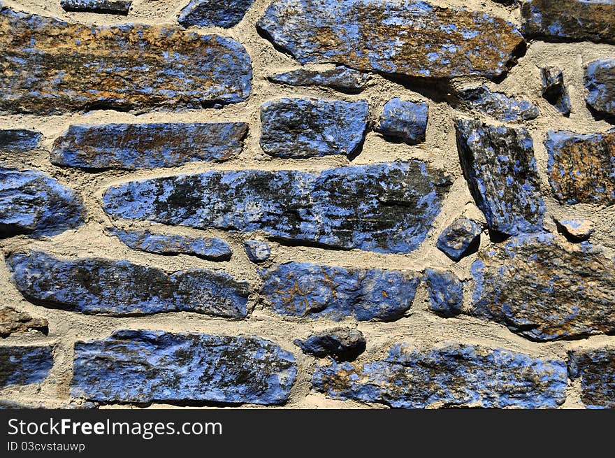 Turkish blue stone house wall