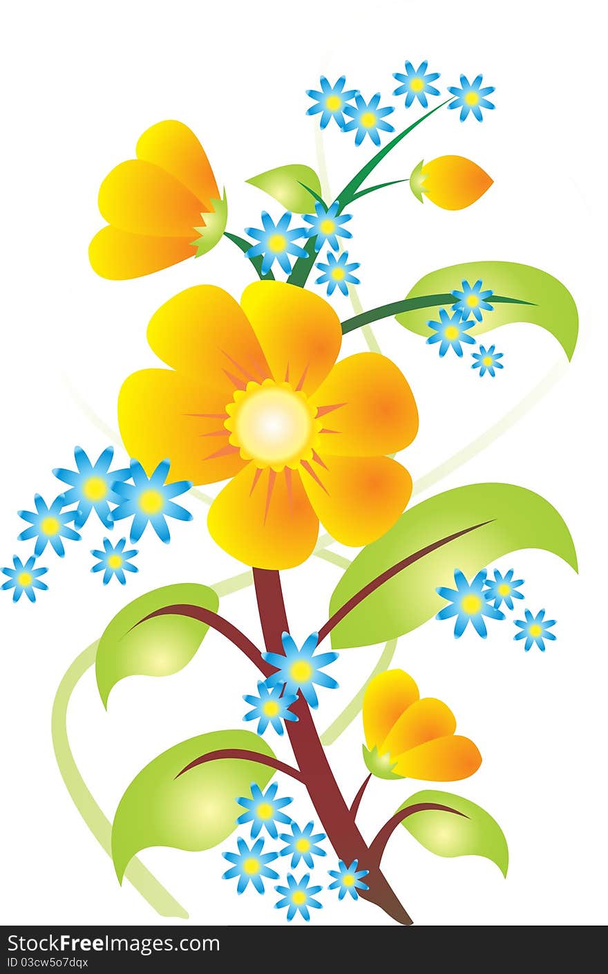 Beautiful flower on a white background. Vector Illustration