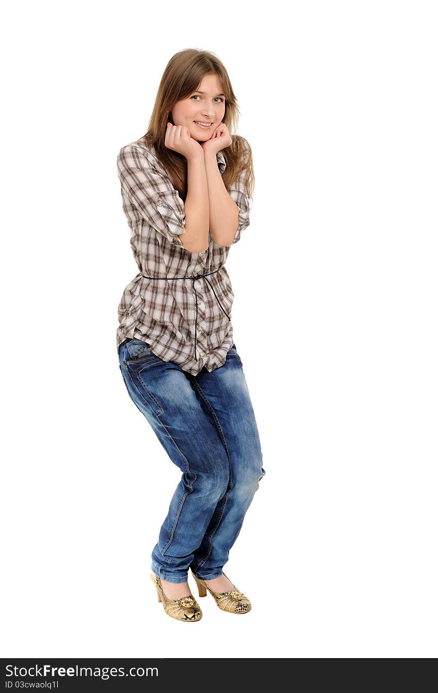 Girl crying isolated over white background