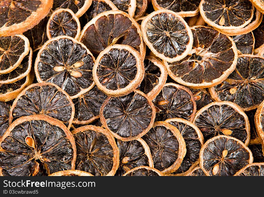 Slices of a dried lemon