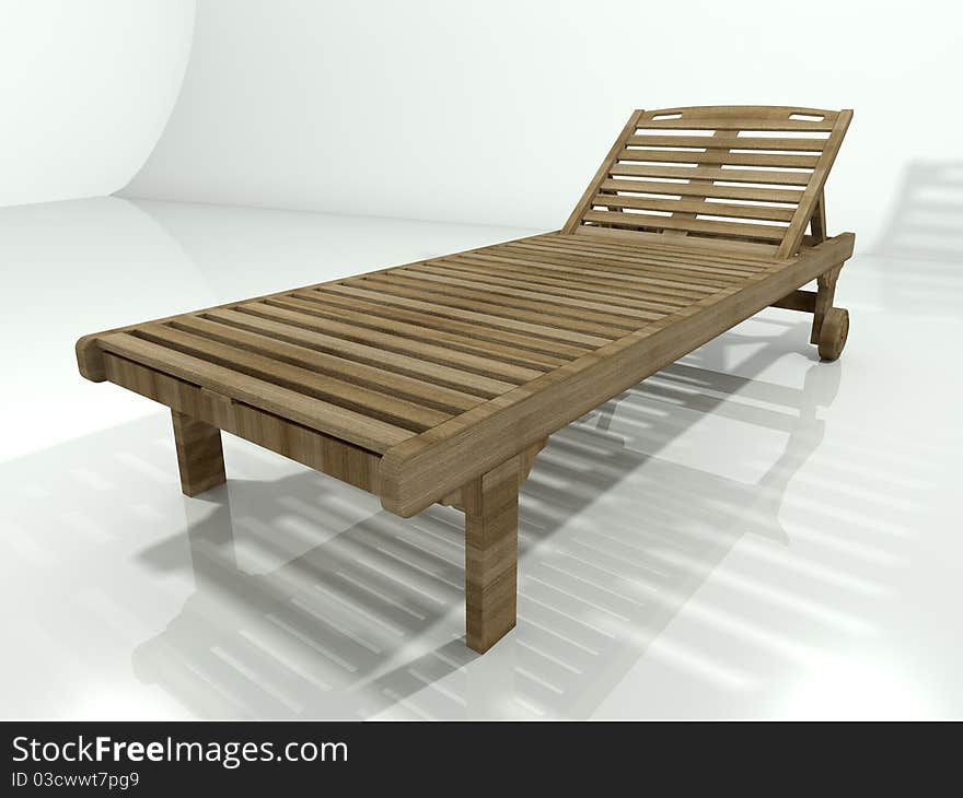 Deck Chair 3D Rendering Isolated in White Background