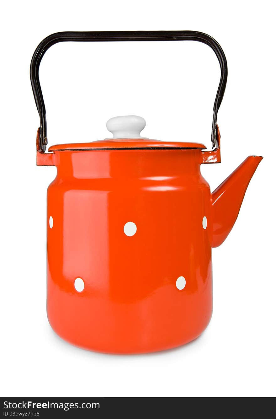 Red teapot isolated on a white background