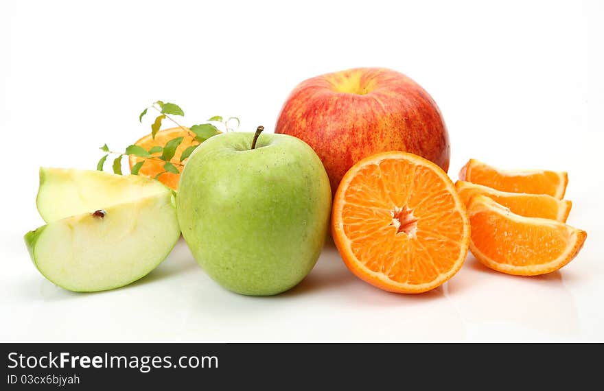 Fresh fruit on a white background