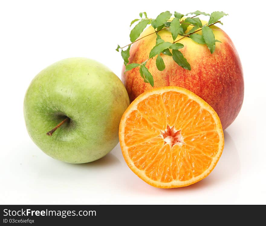 Fresh fruit on a white background