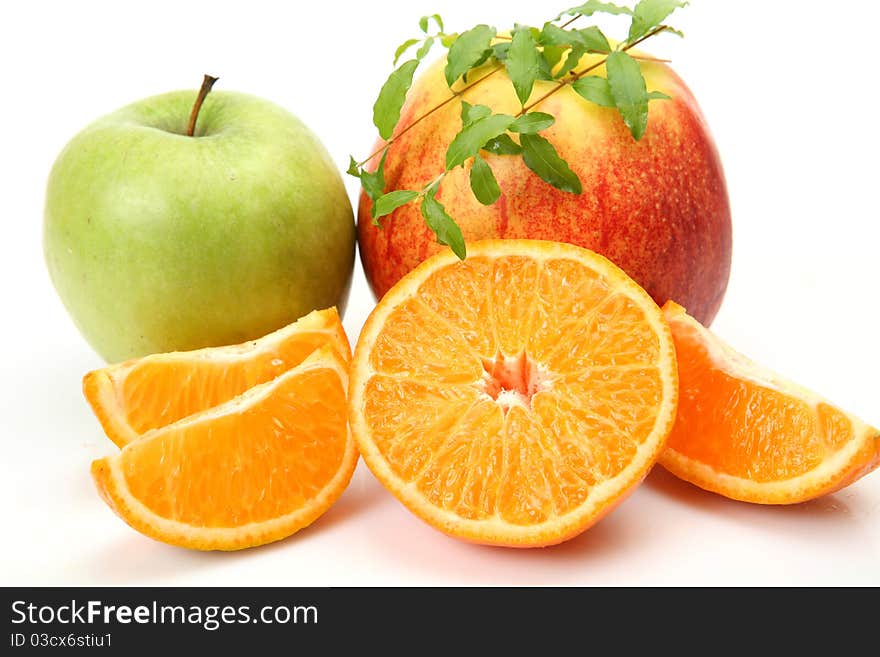 Fresh fruit on a white background