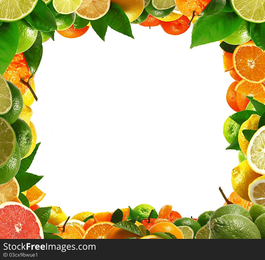 Fruits and vegetables isolated on a white