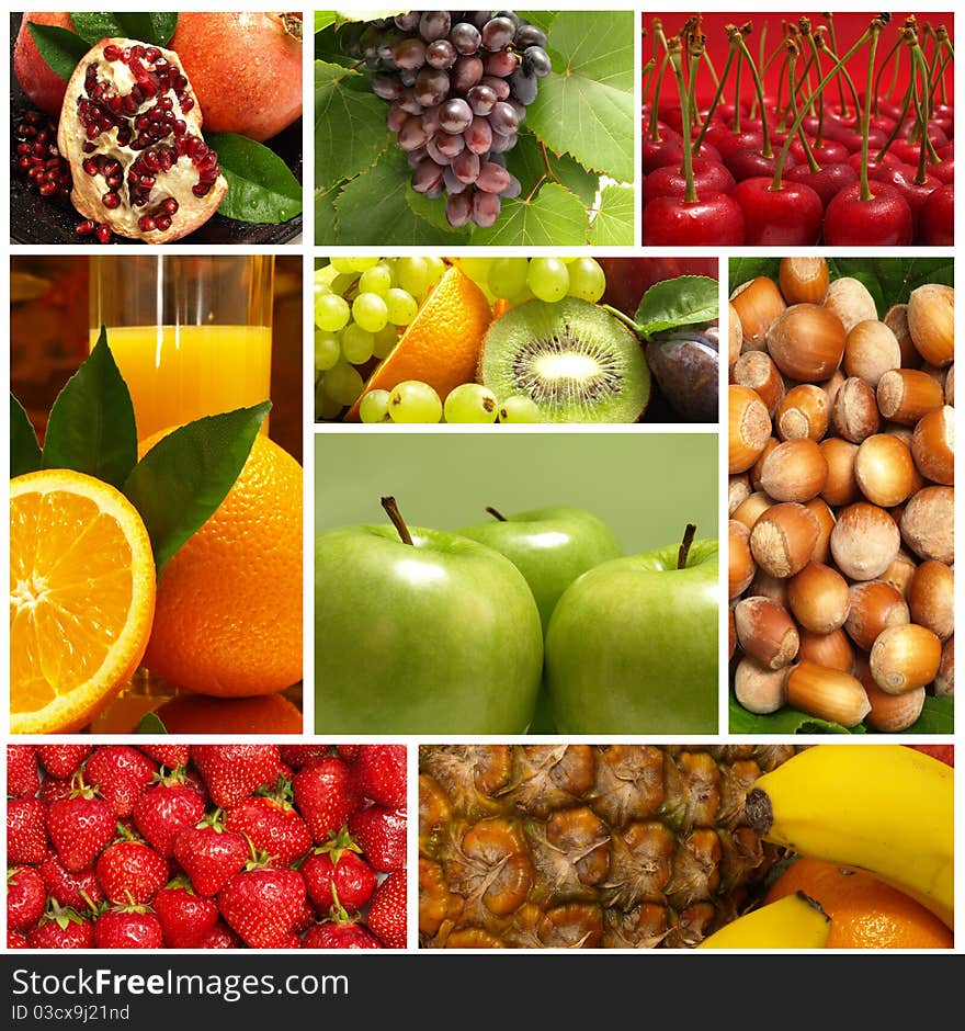 Fruits and berries isolated on white background