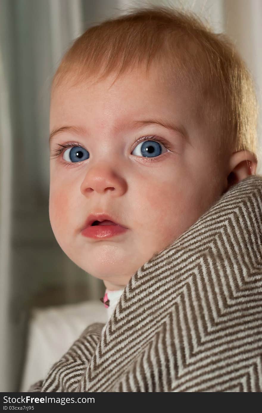 Closeup portrait of cute baby girl