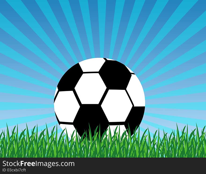 Background with soccer ball in the grass, illustration. Background with soccer ball in the grass, illustration