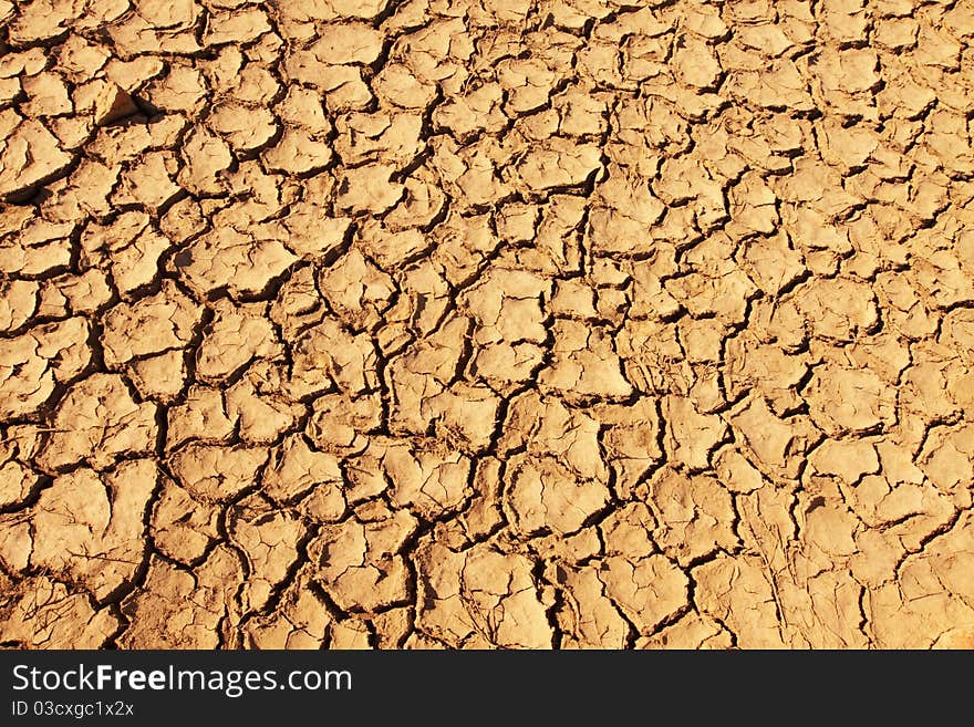 Background of cracked soil on desert