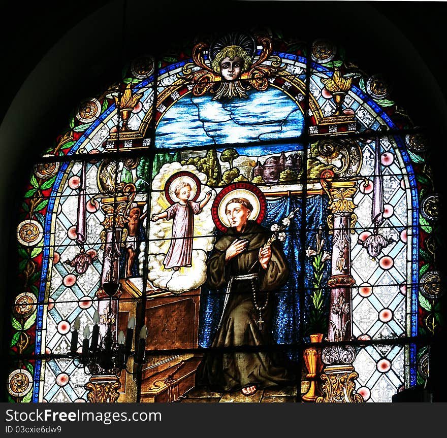 Stained glass windows in a church