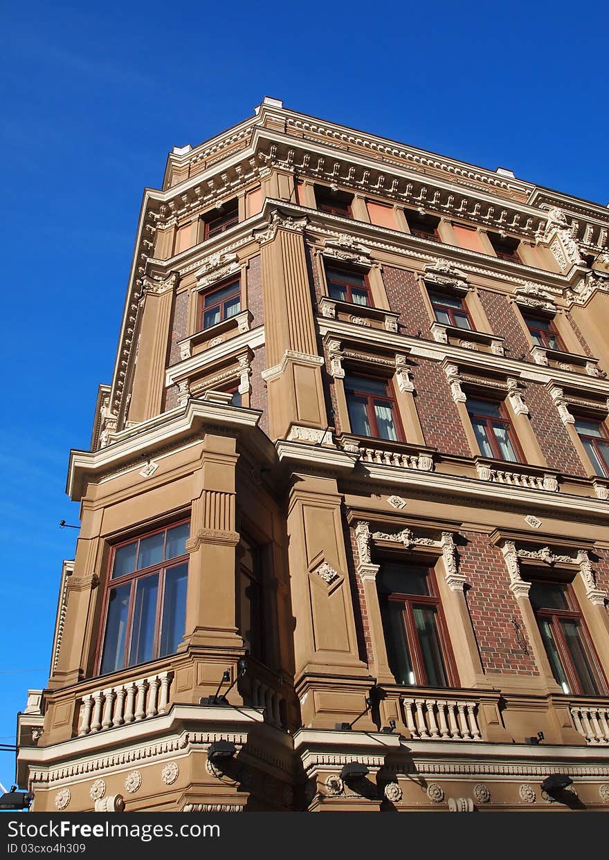 Architecture in Helsinki with a blue sky. Architecture in Helsinki with a blue sky