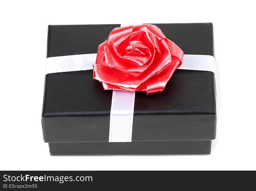 Black gift box with bow