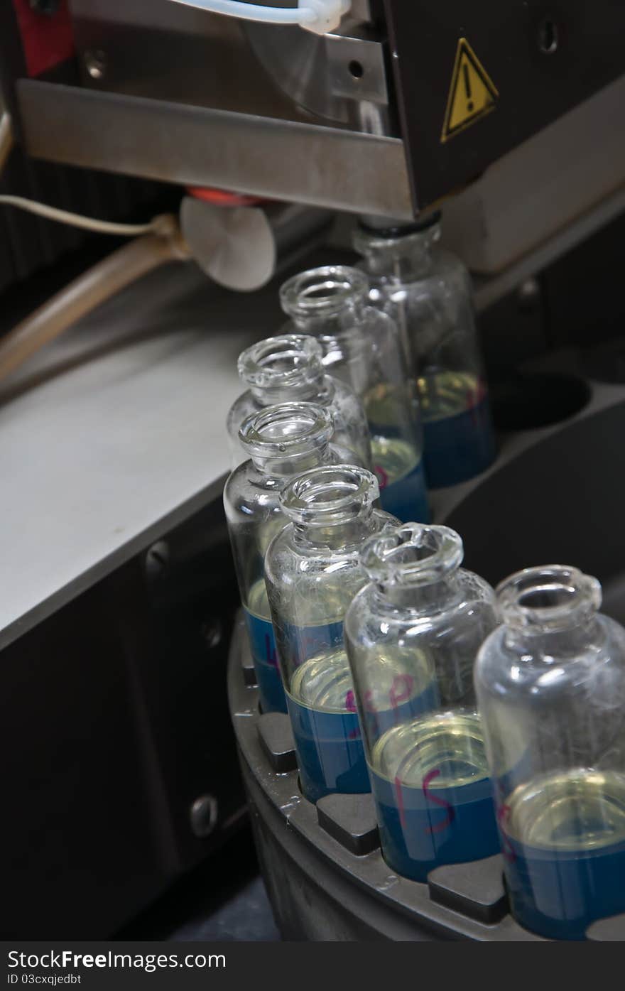 Vial tubes are testing samples. Vial tubes are testing samples.