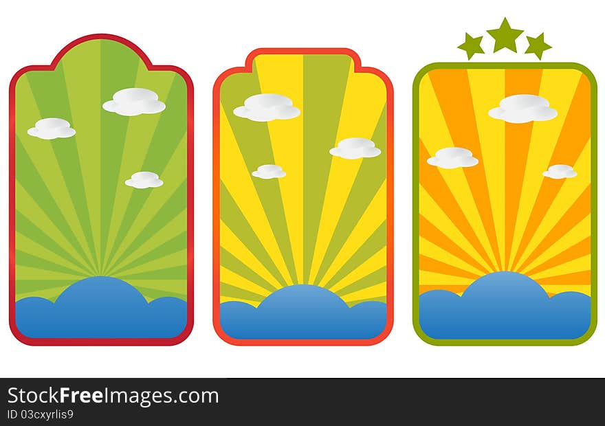 3 Colorful labels vector illustration. 3 Colorful labels vector illustration