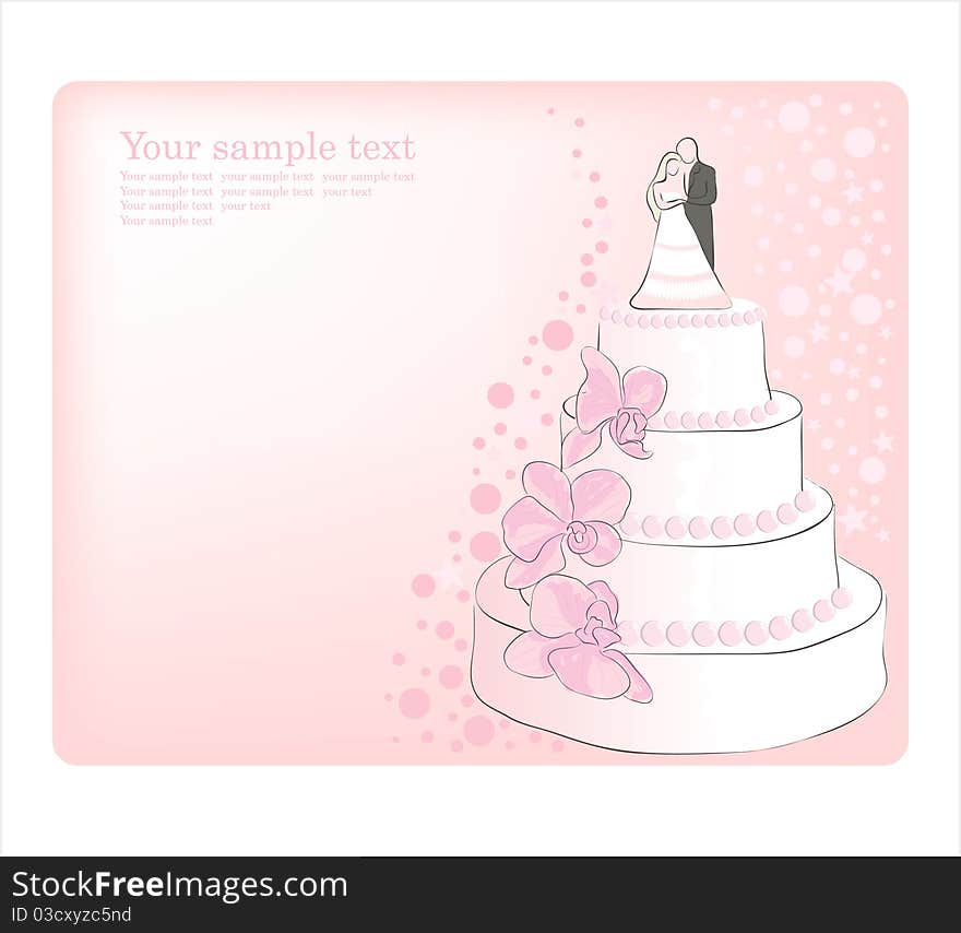 Wedding Cake. Vector greeting card