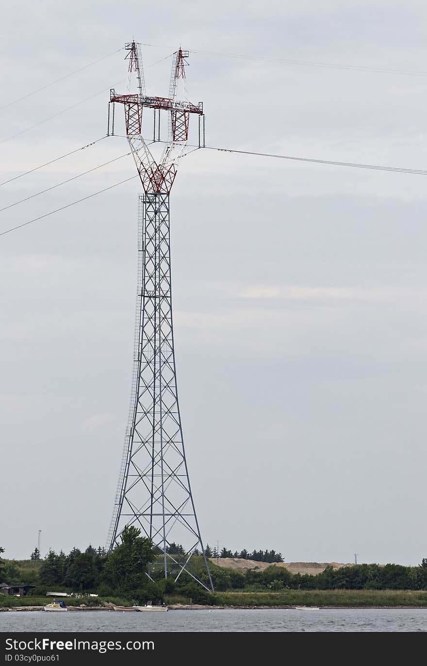 Power transmission tower, view from below. Power transmission tower, view from below