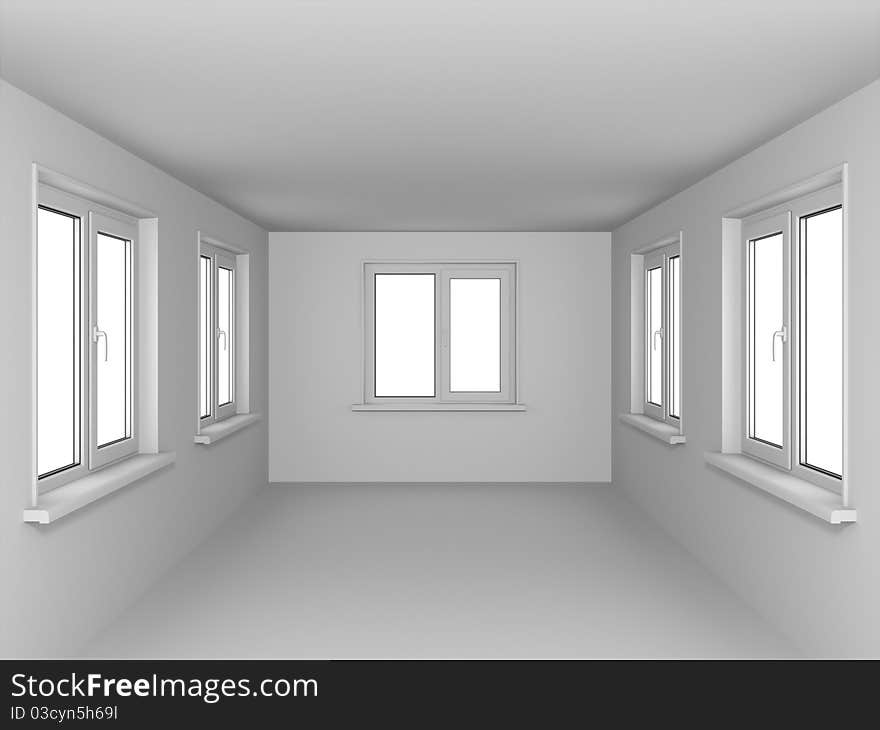 Empty room with windows. In gray color. Empty room with windows. In gray color.