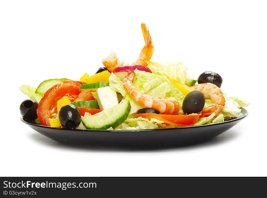 Appetizing salad on white background