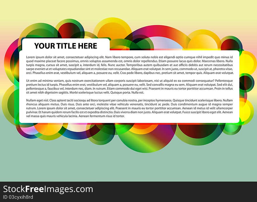 Colorful Vector Circles Background For Text. Colorful Vector Circles Background For Text