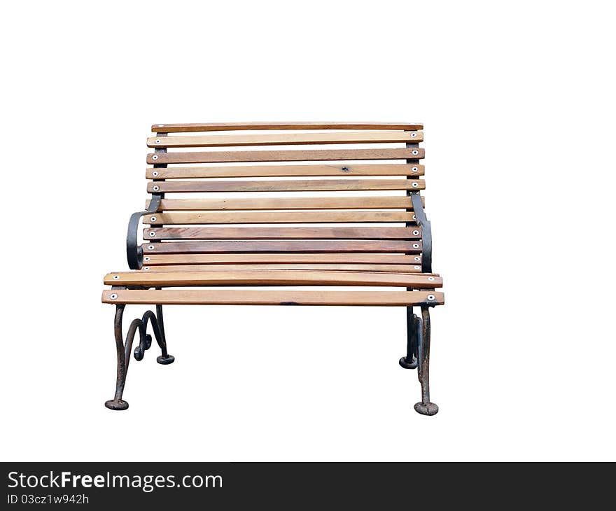 Photo of park bench isolated on white background