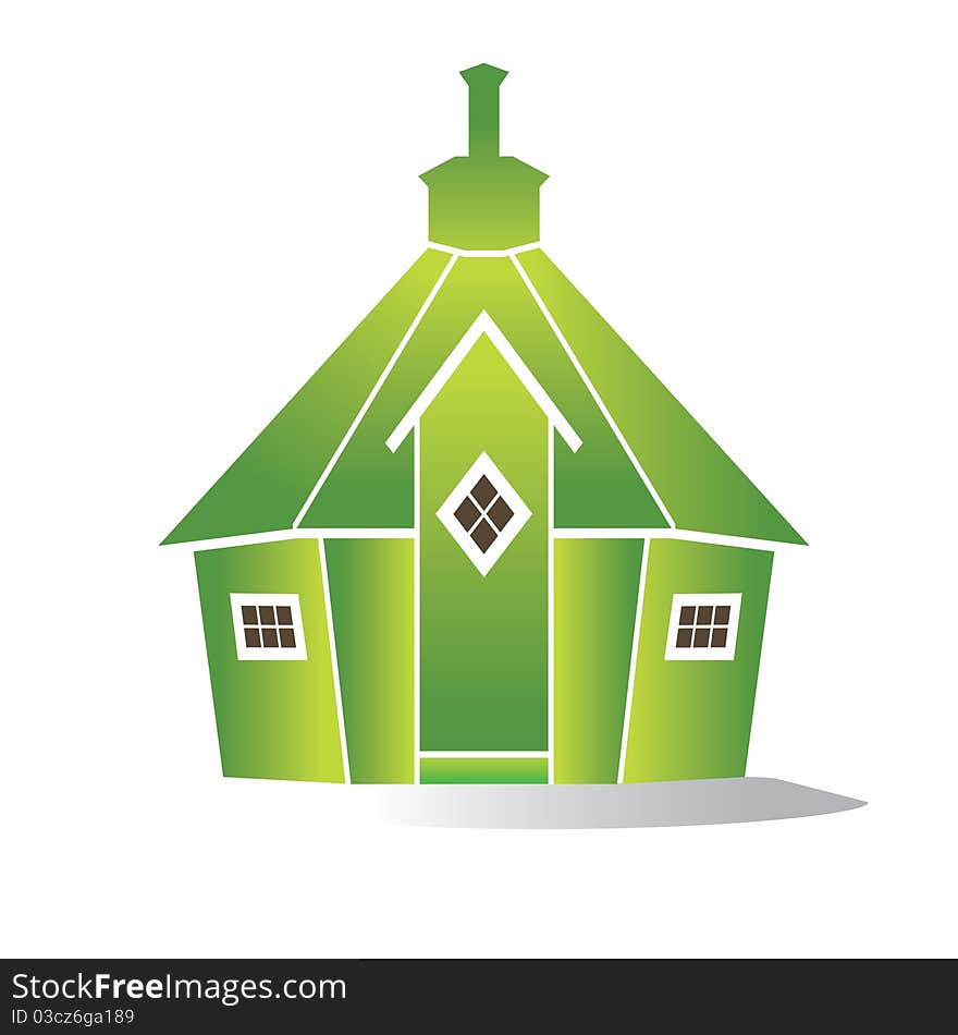 Small Green house with chimney