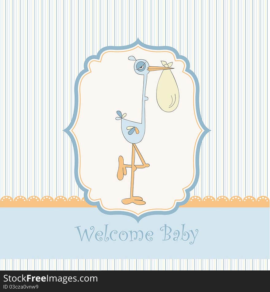 Welcome Baby Card With Stork