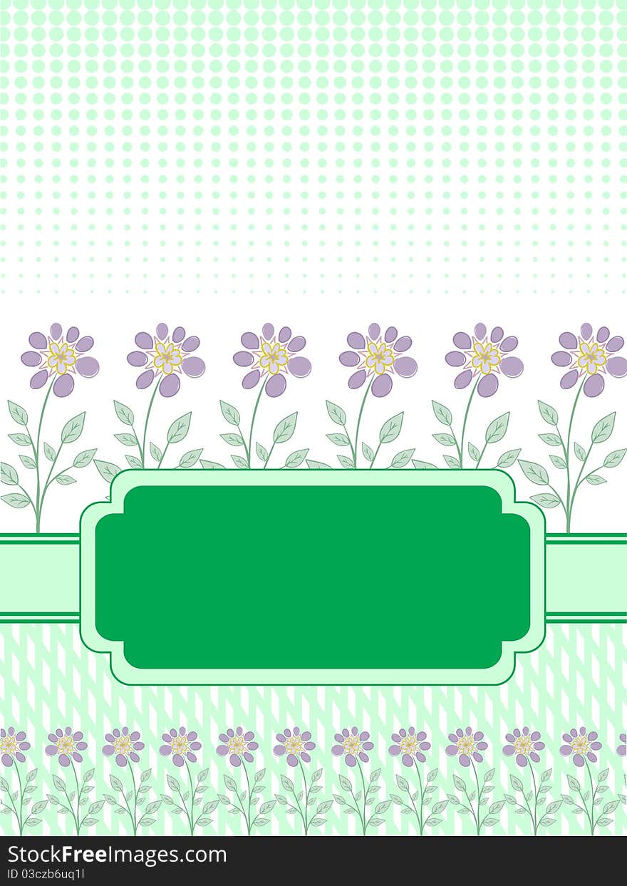 Green banner with the flowers