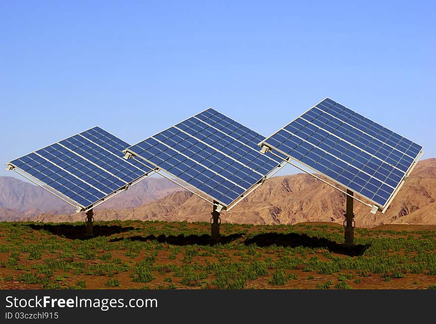 Modern solar battarei on a background of the sky. Modern solar battarei on a background of the sky