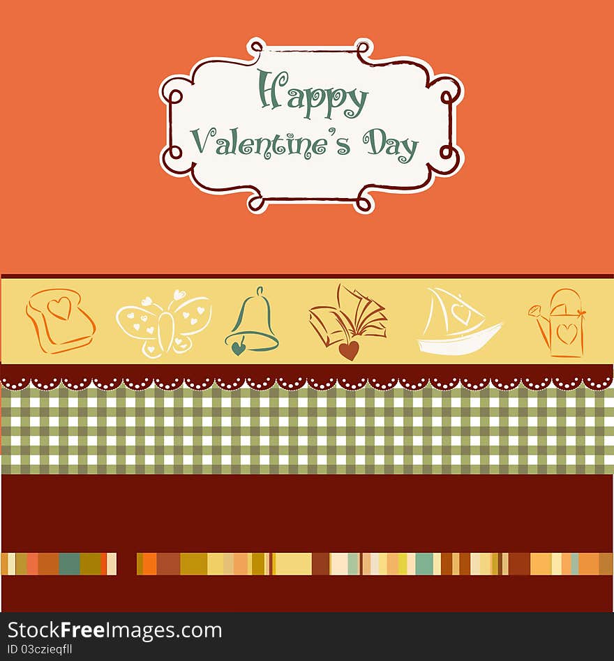 Vector Invitation Card or Greeting Card for Valentine's Day. Vector Invitation Card or Greeting Card for Valentine's Day