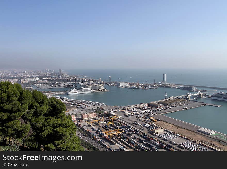 Coastline, harbour and cargo port in Barcelona. Coastline, harbour and cargo port in Barcelona