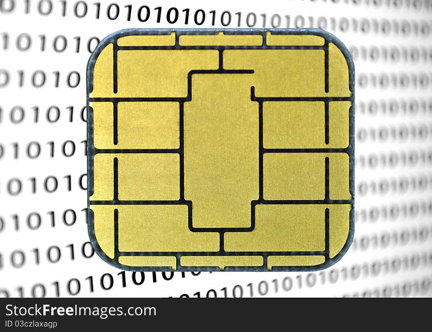 Abstract chip credit card with computer code. Abstract chip credit card with computer code