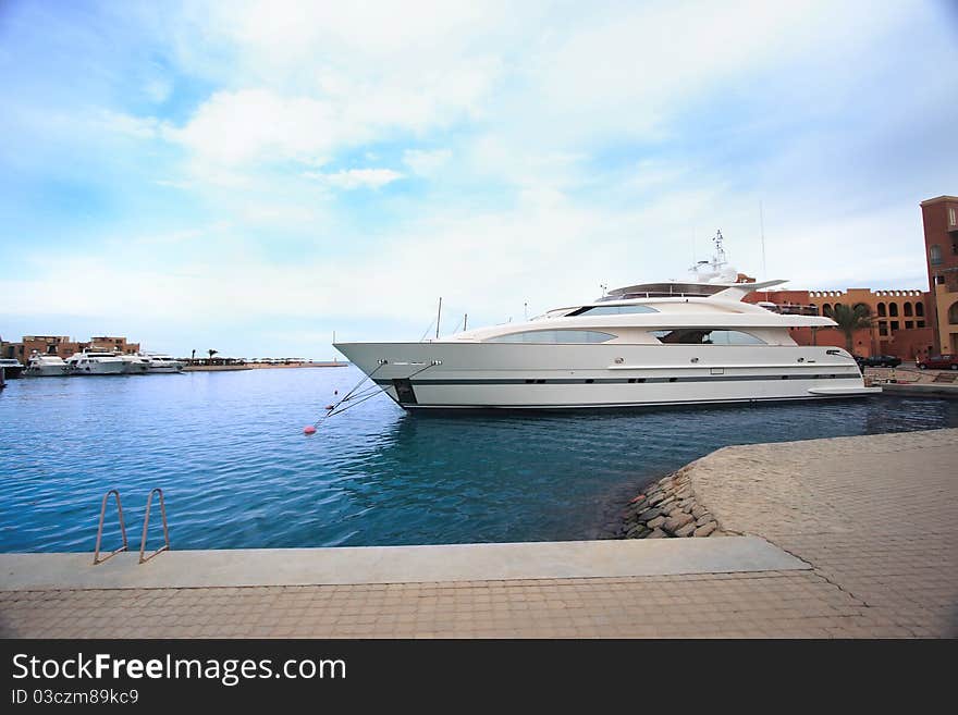 Luxury yachts at El Gouna, Egypt, on the Red Sea.