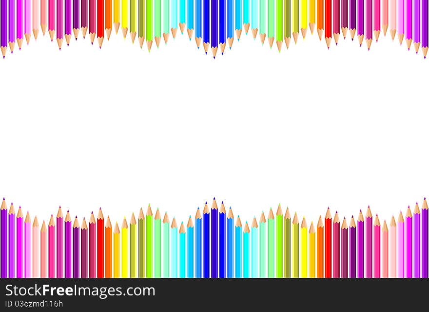 Background with colored pencils in the colors of the rainbow, in vector. Background with colored pencils in the colors of the rainbow, in vector