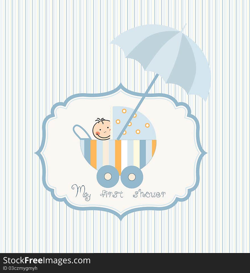 baby shower card with carriage