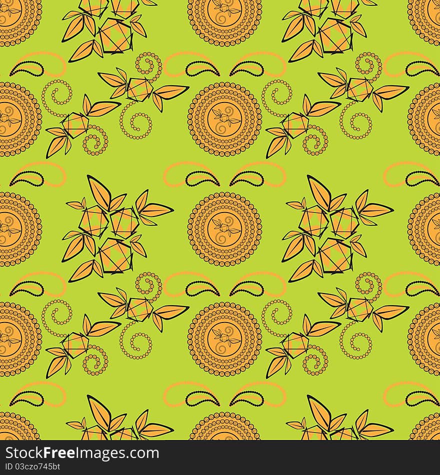 Paisley ornament on green background. Paisley ornament on green background